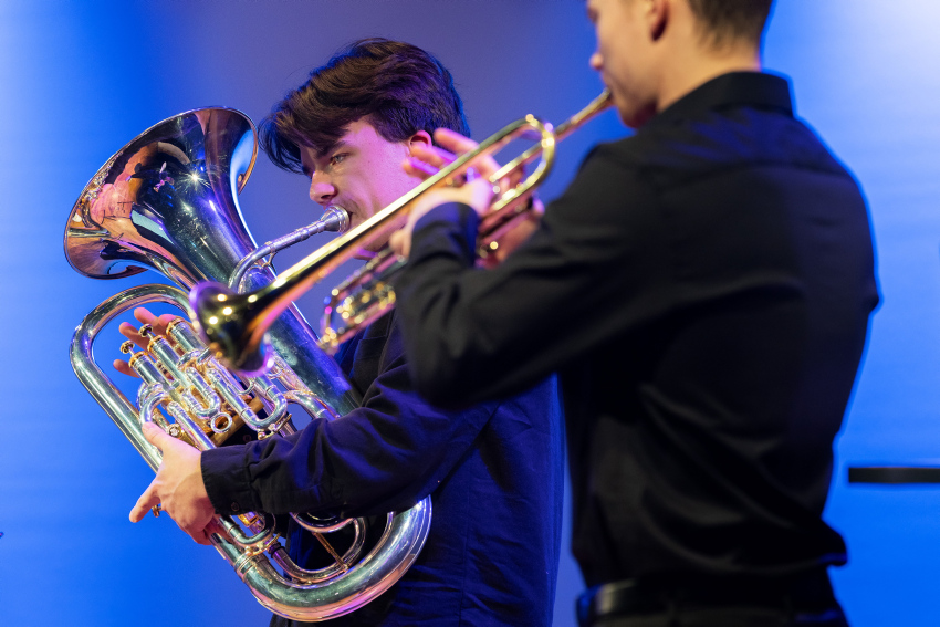Elever fra musikklinja ved Heimdal videregående skole 