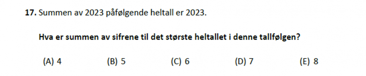 Faksimile av oppgave fra Kengurukonkurransen