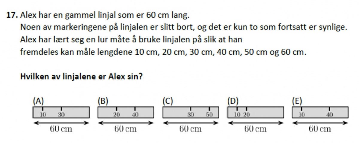 Faksimile av oppgave fra Kengurukonkurransen
