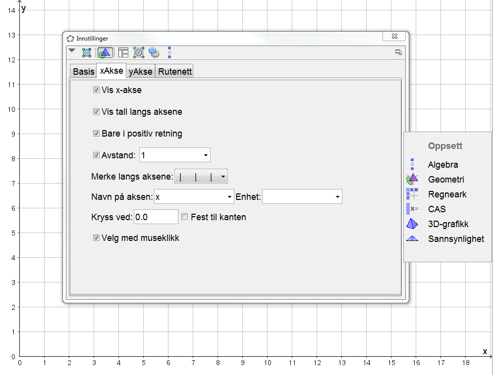 Rette linjer, innstillinger