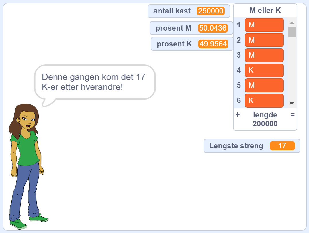 Eksempel på resultatvindu