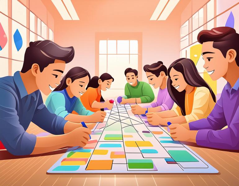 elever arbeider med tidslinje